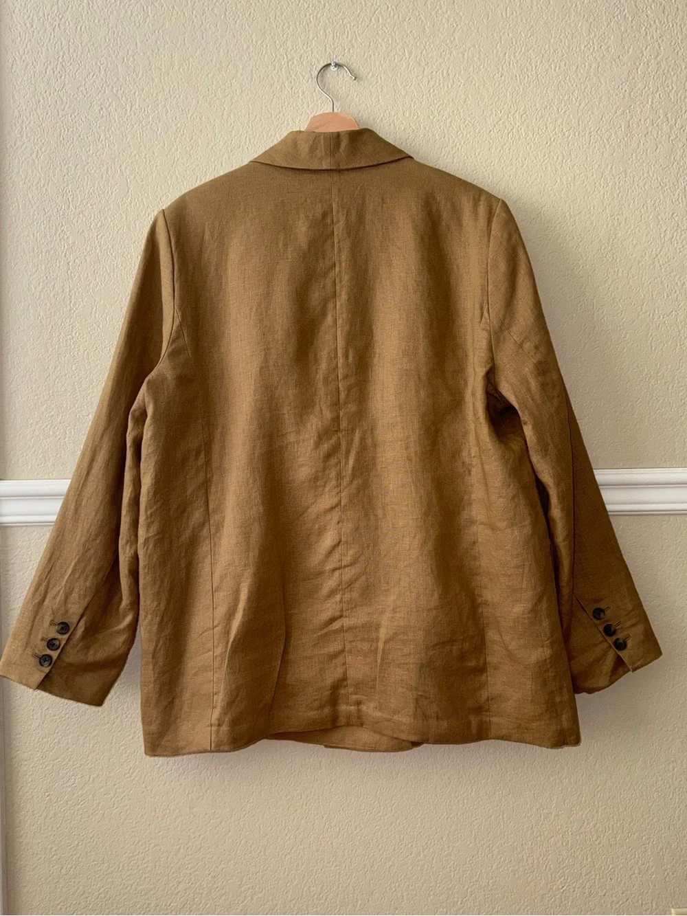 Banana Republic Linen Double Breasted Blazer Iced Latte Tan Size 18